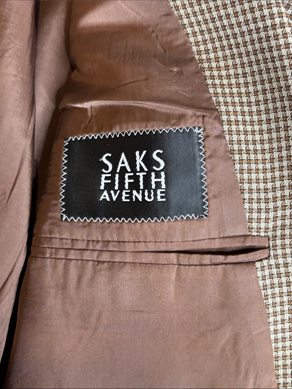 🤎Vintage MANI Armani Brown Houndstooth Blazer 38 Short Italian Wool  Saks 5th🤎 - Picture 8 of 16